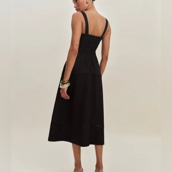 NEW Reformation Everett Sleeveless Linen Embroidered Midi Dress | US 2 UK 6 - Picture 3 of 13